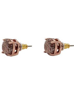 Kate Spade Earrings Glitter Gumdrop Studs Rose Gold Sparkle Stud Earring NEW
